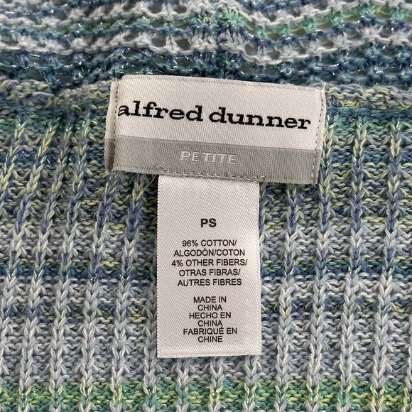 NWD Alfred Dunner Seafoam Glitter Striped Cardigan Sweater Womens Petite Size PS - Picture 5 of 9